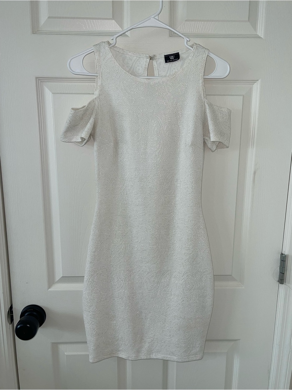 White Cold-Shoulder Sheath Dress